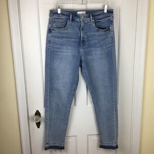 LOFT Curvy Skinny Raw Hem Denim Jeans